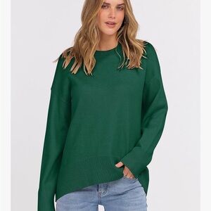 Elegant Forest Green Crew Neck Sweater